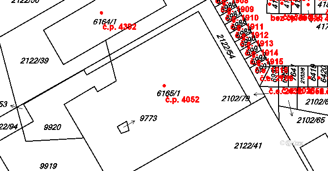 Hodonín 4052 na parcele st. 6165/1 v KÚ Hodonín, Katastrální mapa
