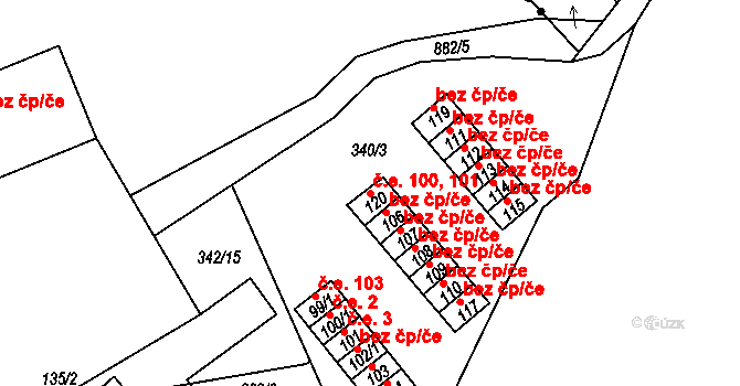 Rančířov 100,101 na parcele st. 120 v KÚ Rančířov, Katastrální mapa