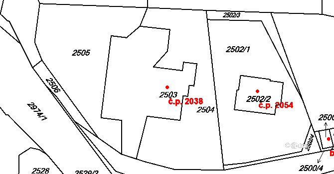 Poruba 2038, Ostrava na parcele st. 2503 v KÚ Poruba, Katastrální mapa