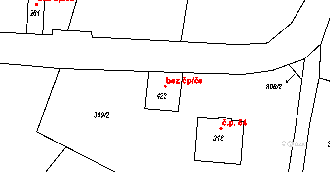 Pěnčín 38445352 na parcele st. 422 v KÚ Jistebsko, Katastrální mapa