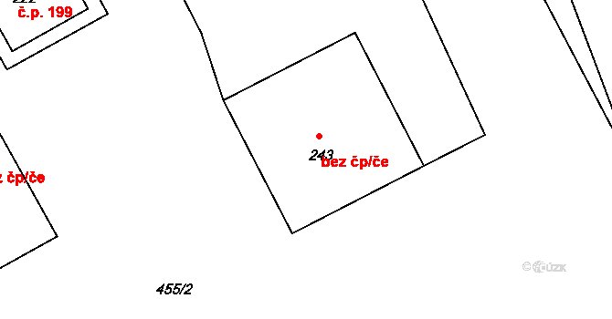 Drásov 38642352 na parcele st. 243 v KÚ Drásov u Příbramě, Katastrální mapa