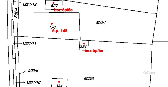 Klatovy 39197352 na parcele st. 224 v KÚ Luby, Katastrální mapa
