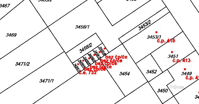 Brno 39481352 na parcele st. 3456/7 v KÚ Černá Pole, Katastrální mapa