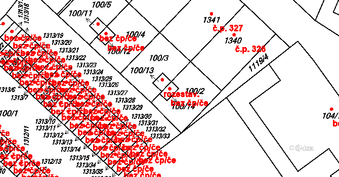 Olomouc 40892352 na parcele st. 100/14 v KÚ Slavonín, Katastrální mapa