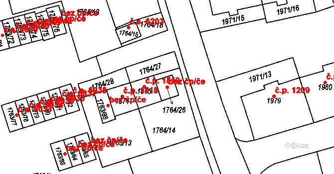Litvínov 40996352 na parcele st. 1764/26 v KÚ Horní Litvínov, Katastrální mapa