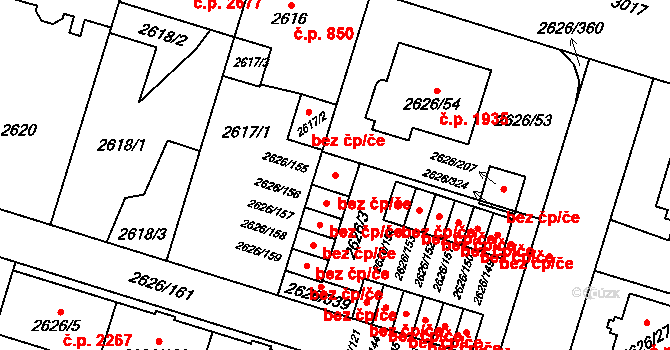 Opava 43808352 na parcele st. 2626/155 v KÚ Opava-Předměstí, Katastrální mapa