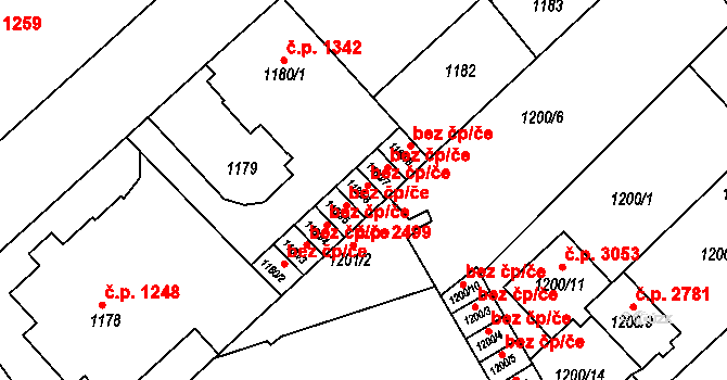 Teplice 45133352 na parcele st. 1180/6 v KÚ Teplice, Katastrální mapa