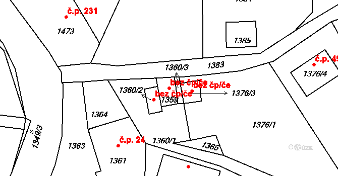 Jablonec nad Nisou 46302352 na parcele st. 1359 v KÚ Proseč nad Nisou, Katastrální mapa