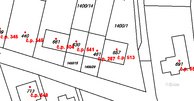 Březolupy 287 na parcele st. 461 v KÚ Březolupy, Katastrální mapa