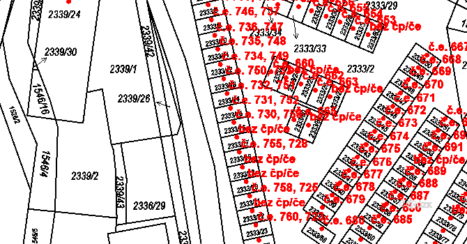 Pelhřimov 48530352 na parcele st. 2333/16 v KÚ Pelhřimov, Katastrální mapa