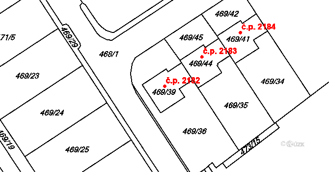 Horní Litvínov 2182, Litvínov na parcele st. 469/39 v KÚ Horní Litvínov, Katastrální mapa