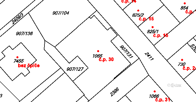 Beroun-Zavadilka 30, Beroun na parcele st. 1065 v KÚ Beroun, Katastrální mapa