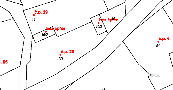 Smilovy Hory 28 na parcele st. 10/1 v KÚ Smilovy Hory, Katastrální mapa
