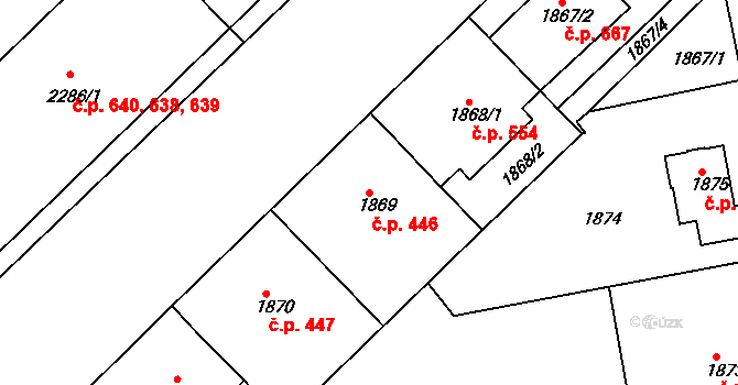 Pražské Předměstí 446, Jaroměř na parcele st. 1869 v KÚ Jaroměř, Katastrální mapa