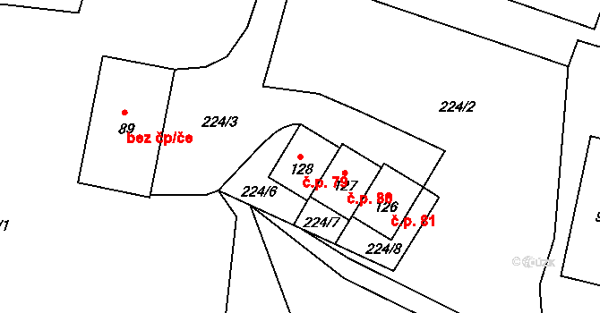 Lachov 79, Teplice nad Metují na parcele st. 128 v KÚ Lachov, Katastrální mapa