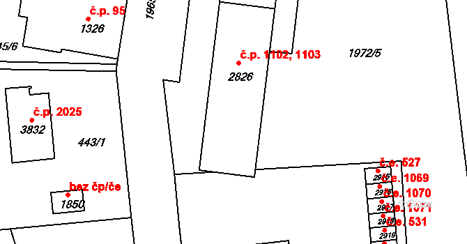 Náchod 1102,1103 na parcele st. 2826 v KÚ Náchod, Katastrální mapa