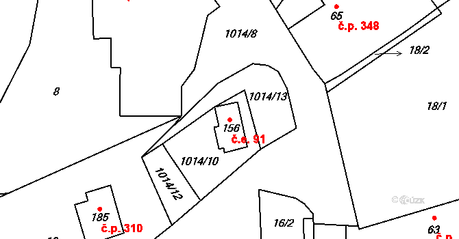 Klokočůvek 91, Odry na parcele st. 156 v KÚ Klokočůvek, Katastrální mapa