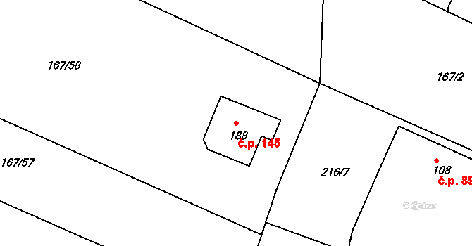 Krašovice 145 na parcele st. 188 v KÚ Krašovice u Plzně, Katastrální mapa