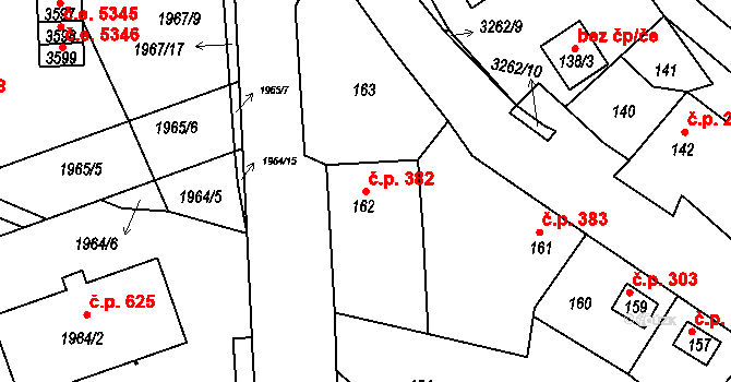 Kamenice nad Lipou 382 na parcele st. 162 v KÚ Kamenice nad Lipou, Katastrální mapa