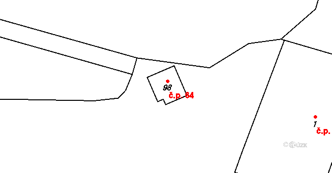 Čekanice 64, Blatná na parcele st. 98 v KÚ Čekanice, Katastrální mapa
