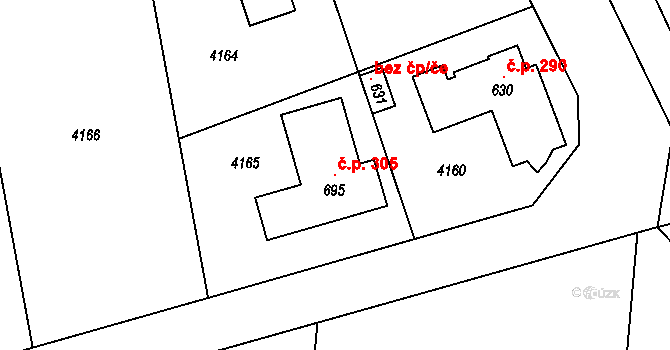 Brumovice 305 na parcele st. 695 v KÚ Brumovice u Opavy, Katastrální mapa