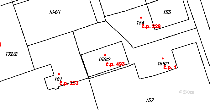 Záblatí 493, Bohumín na parcele st. 156/2 v KÚ Záblatí u Bohumína, Katastrální mapa