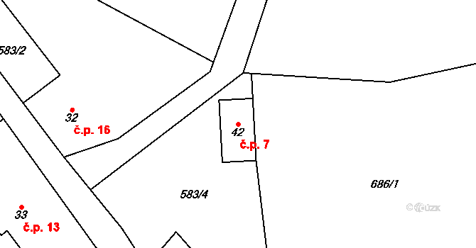 Bučovice 7, Heřmanice na parcele st. 42 v KÚ Heřmanice u Vilémova, Katastrální mapa