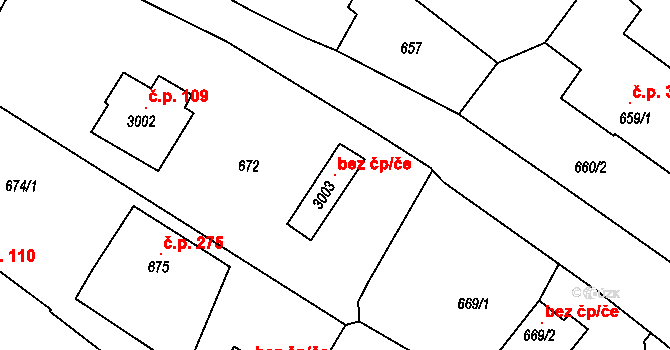 Bohuslavice 106875353 na parcele st. 3003 v KÚ Bohuslavice nad Metují, Katastrální mapa