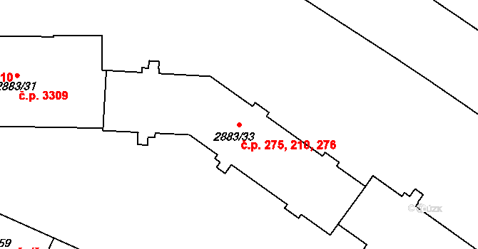Přerov I-Město 210,275,276, Přerov na parcele st. 2883/33 v KÚ Přerov, Katastrální mapa