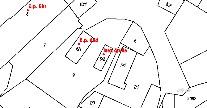 Slavonice 119911353 na parcele st. 6/2 v KÚ Kadolec u Slavonic, Katastrální mapa