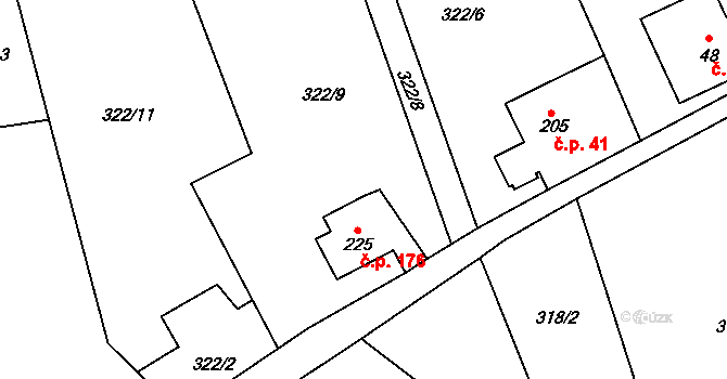Vilémov 176 na parcele st. 225 v KÚ Vilémov u Šluknova, Katastrální mapa