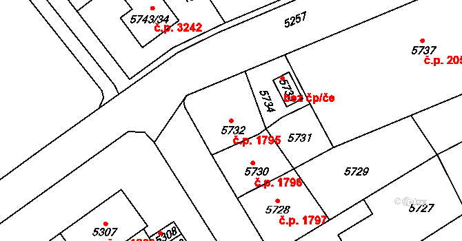 Kročehlavy 1795, Kladno na parcele st. 5732 v KÚ Kročehlavy, Katastrální mapa
