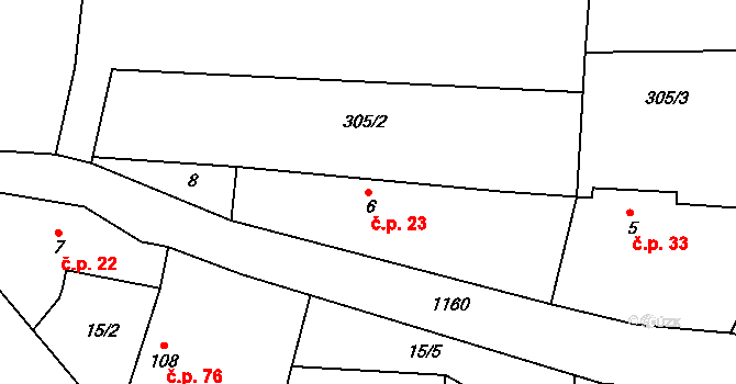 Klučenice 23 na parcele st. 6 v KÚ Klučenice, Katastrální mapa