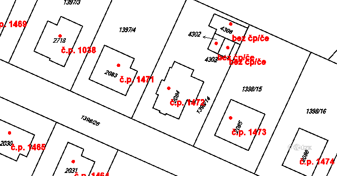 Rožnov pod Radhoštěm 1472 na parcele st. 2084 v KÚ Rožnov pod Radhoštěm, Katastrální mapa