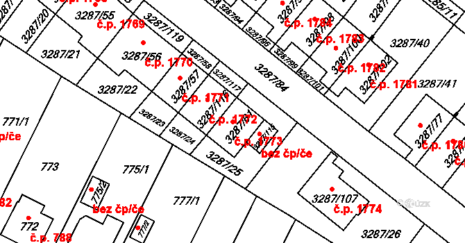 Nová Paka 1773 na parcele st. 3287/61 v KÚ Nová Paka, Katastrální mapa