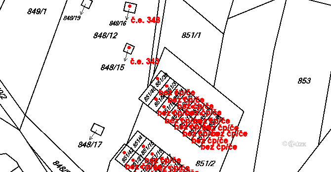 Obřany 413, Brno na parcele st. 851/3 v KÚ Obřany, Katastrální mapa