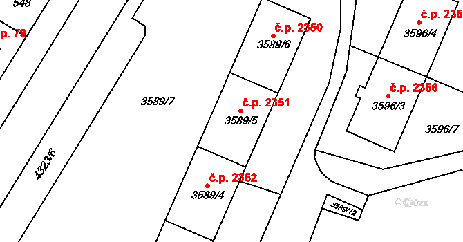 Teplice 2351 na parcele st. 3589/5 v KÚ Teplice, Katastrální mapa