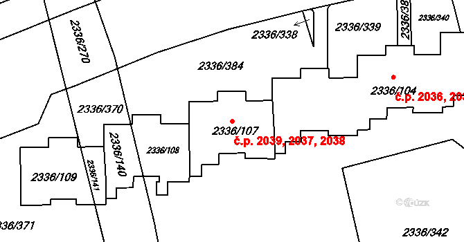 Chodov 2038, Praha na parcele st. 2336/108 v KÚ Chodov, Katastrální mapa