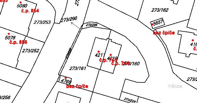 Střední Předměstí 745, Trutnov na parcele st. 4211 v KÚ Trutnov, Katastrální mapa