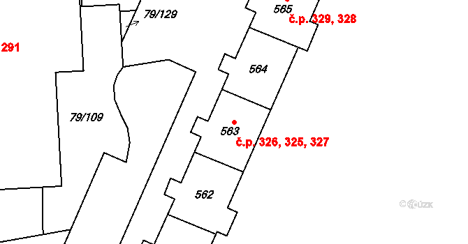 Neředín 325,326,327, Olomouc na parcele st. 562 v KÚ Neředín, Katastrální mapa