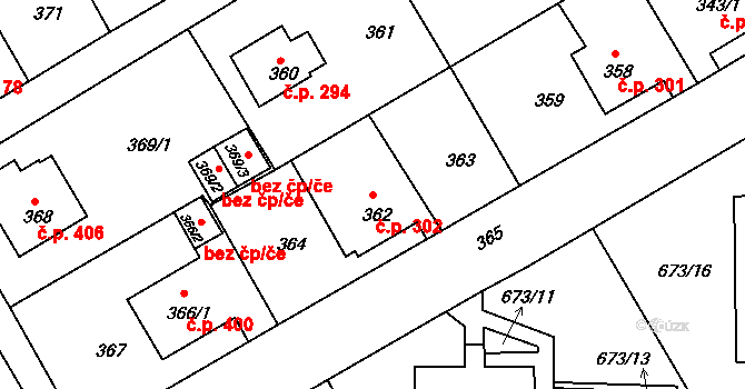 Liberec XI-Růžodol I 302, Liberec na parcele st. 362 v KÚ Růžodol I, Katastrální mapa