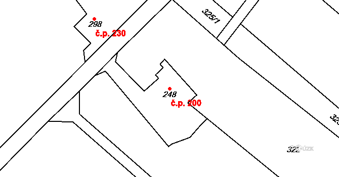 Držovice 200 na parcele st. 248 v KÚ Držovice na Moravě, Katastrální mapa