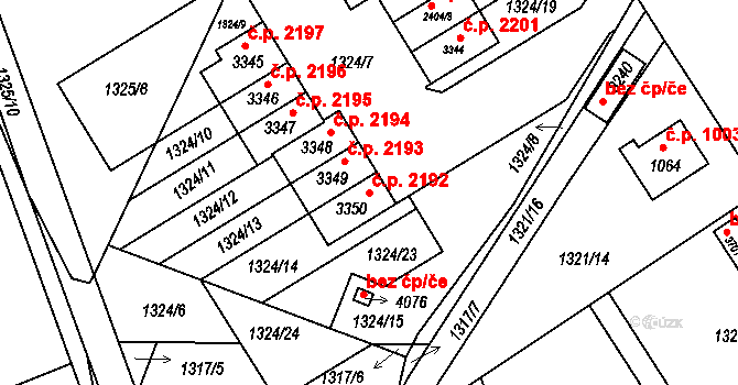 Říčany 2192 na parcele st. 3350 v KÚ Říčany u Prahy, Katastrální mapa