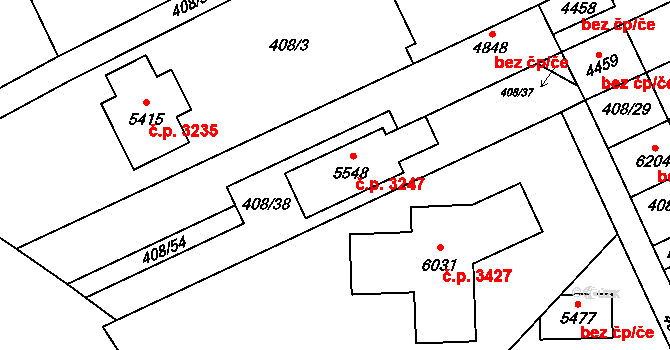 Břeclav 3247 na parcele st. 5548 v KÚ Břeclav, Katastrální mapa