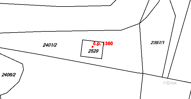 Nejdek 1350 na parcele st. 2529 v KÚ Nejdek, Katastrální mapa