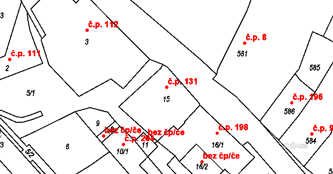 Trhový Štěpánov 131 na parcele st. 15 v KÚ Trhový Štěpánov, Katastrální mapa