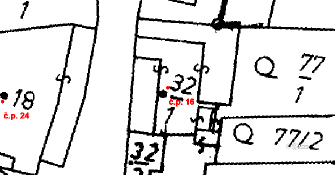 Heřmaň 16 na parcele st. 32/1 v KÚ Heřmaň, Katastrální mapa