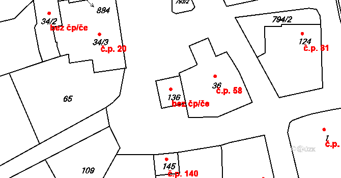 Žernov 40113353 na parcele st. 136 v KÚ Žernov u České Skalice, Katastrální mapa