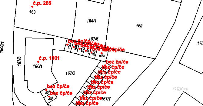 Liberec 41409353 na parcele st. 1673 v KÚ Rochlice u Liberce, Katastrální mapa