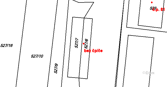 Lípa 42167353 na parcele st. 527/6 v KÚ Lípa nad Dřevnicí, Katastrální mapa